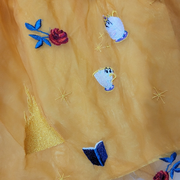 Hanna Andersson Disneys Beauty and The Beast yellow tulle embroidered skirt sm - Picture 3 of 6